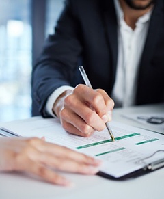 People go over paperwork