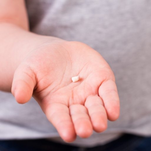 Person holding a knocked out tooth