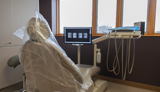 Dental chair with chairside computer monitor