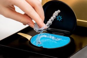 plastic case and Invisalign aligners