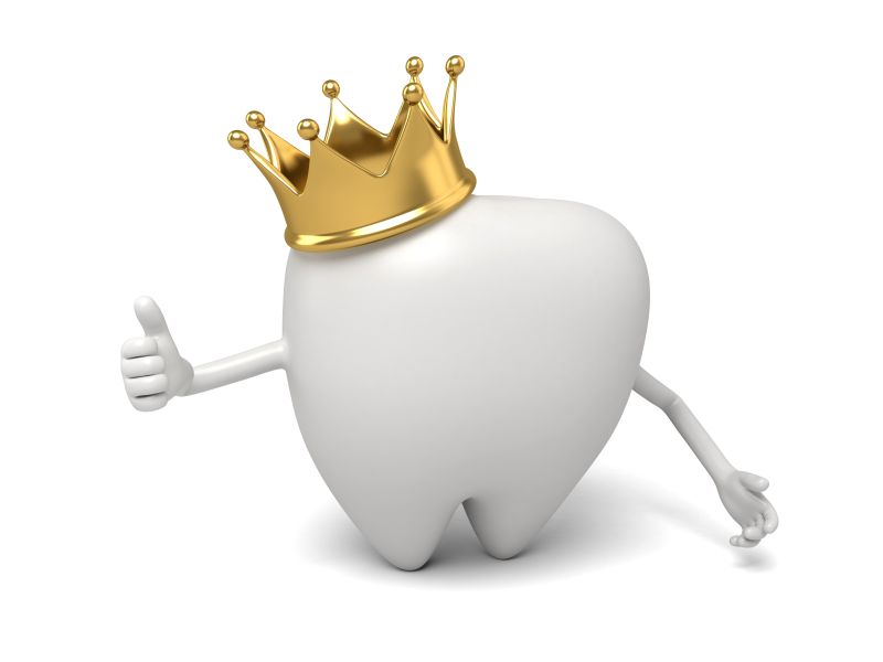 A CGI of a tooth wearing a crown